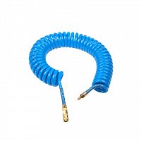 Шланг спиральный (PU) 14*10, витой, 10 м, синий, БРС в комплекте
