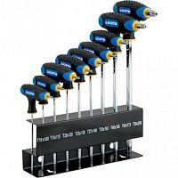 Набор ключей Torx с отверстием с пласт. ручкой на подставке