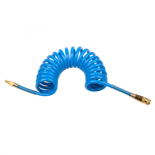 Шланг спиральный (PU) 12*8, 5 м, синий, БРС в комплекте