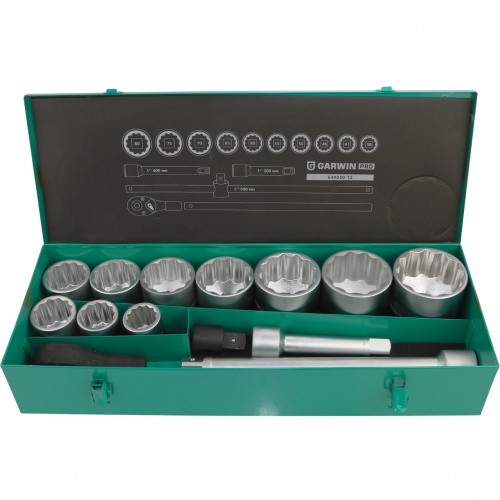 Набор торцевых головок 1", 12 гр., 14 пр., 36-80 мм GARWIN PRO 644040-12