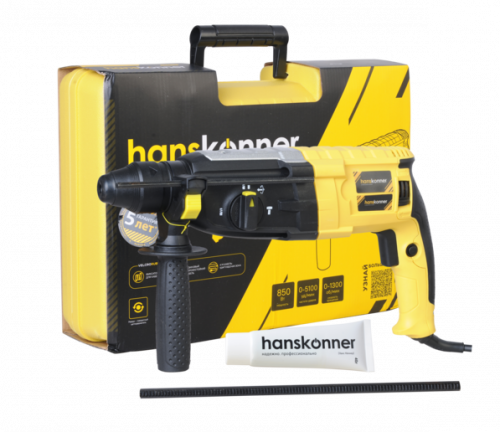 Перфоратор Hanskonner, 850Вт, 3 реж, 3.2Дж, 0-4800 уд/м, 0-1100 об/м