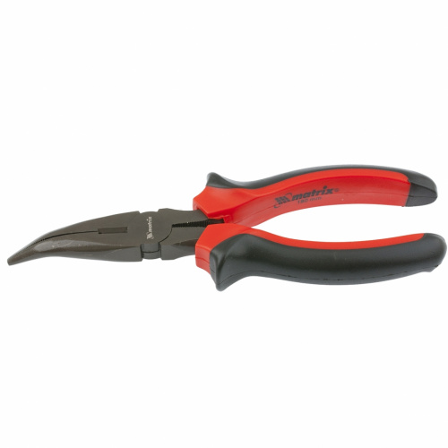 Длинногубцы  Black NICKEL 180мм, изогнутые, двухкомпонентные рукоятки